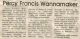 Wannamaker, Percy Francis