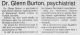 Dr. Glenn Stewart BURTON, obituary