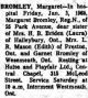 Bromley, Margaret death
