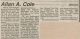 Cole, A. Allan obituary