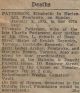 Patterson, Elizabeth nee Brown death