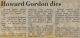 Gordon, Howard obituary Gordon, Howard obituary