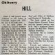 Hill, Elson obituary Hill, Elson obituary