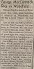 MacCormack, George obituary