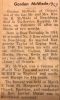 McWade, Gordon obituary