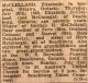 McClelland, Elizabeth nee McGonegal death McClelland, Elizabeth nee McGonegal death