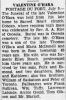 O\'Hara, Valentine obituary O\'Hara, Valentine obituary