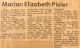 Pisler, Marian nee Wilson obituary Pisler, Marian nee Wilson obituary