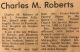 Roberts, Charles M. death Roberts, Charles M. death
