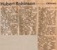 Robinson, Hubert obituary