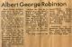 Robinson, Albert George obituary